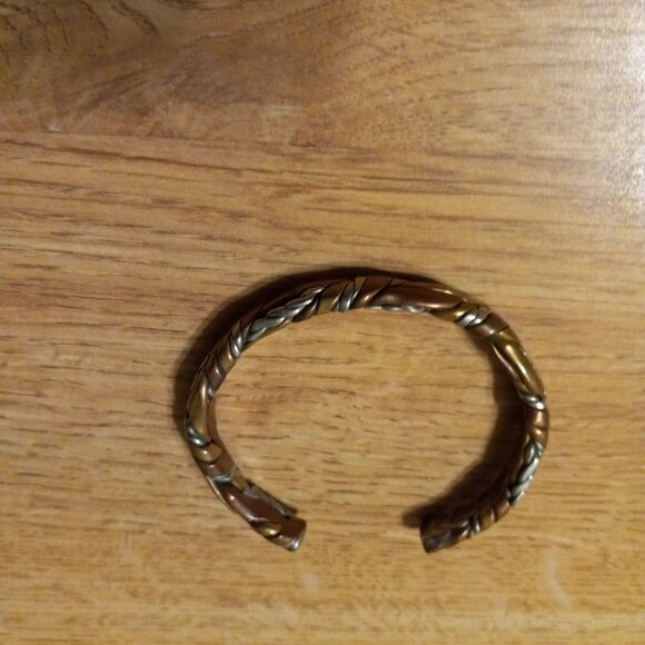 VINTAGE SIGN SERGIO LUB California Woven Copper & Silver Cuff BRACELET - Picture 3 of 3